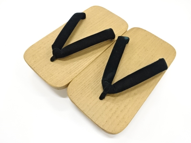 JAPANESE KIMONO / VINTAGE UNUSED MENS GETA (23.5 cm) / VELVET